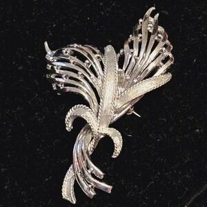 vintage Judy Lee signed wheat‎ Brooch Pin silver tone